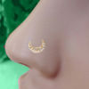 Picture of 14K Yellow Gold Diamond Studded Moon Shape Nose Piercing Screw