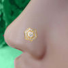 Picture of Hexagon design 14K Gold & Diamond studded Nose Piercing Screw