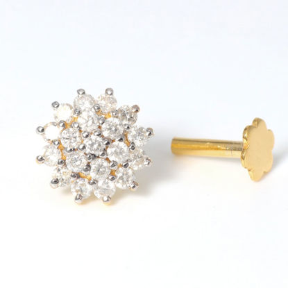 14K Gold Diamond Cluster Nose Screwwith Natural Diamonds