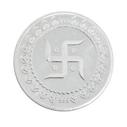 999 Silver round shape Laxmi Ganesh Diwali Pooja coin in 10 gms
