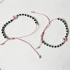 Very beautiful Adjustable Size silver Nazaria for Kids with Silver and Black Beads (Pink evil eye) 