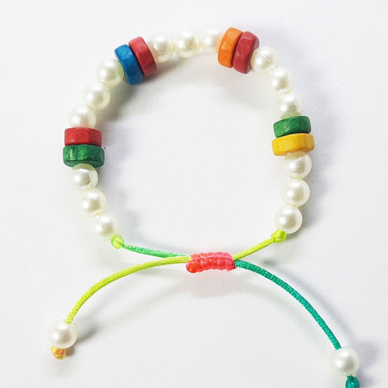 Ajustable kids bracelet with multi wooden  beads