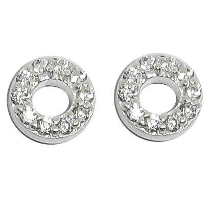 925 Silver circle studs with cubic zirconia