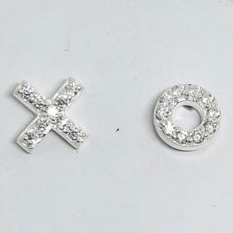 925 Silver Mismatched XO studs with american diamonds