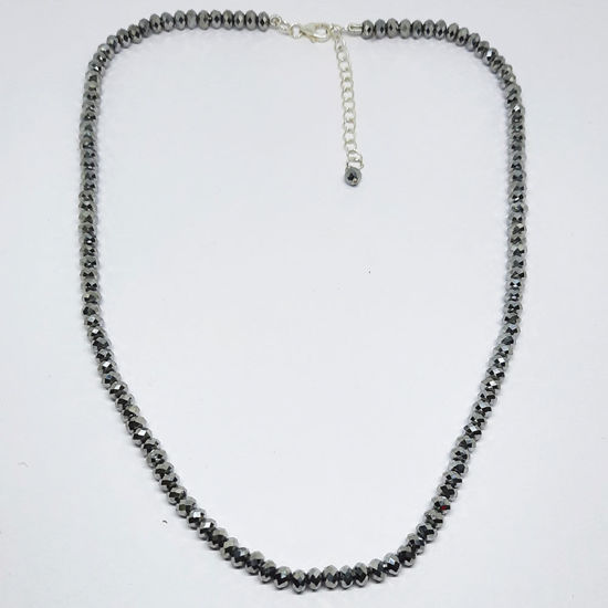 Sparkling grey bead necklace in 925 silver