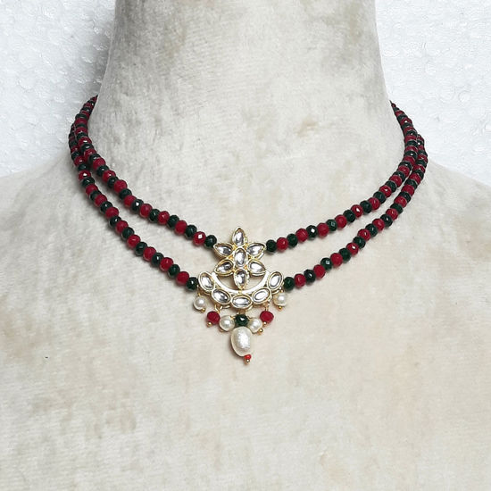 Jaipuri Kundan Double Layer Traditional Necklace for Girls
