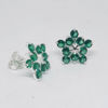 Star Shaped Flower Studs in Green Stones