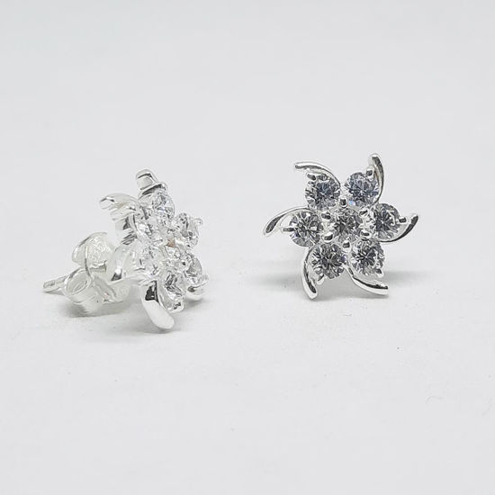 925 Silver Sparking White Stud Earring with Cubic Zirconia
