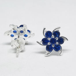 Charming Blue Stone Stud Earring in 925 Silver