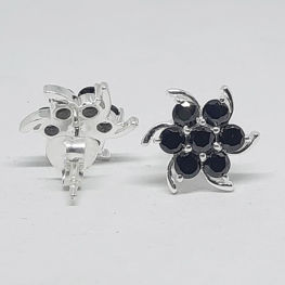 Black Stone Decked Studs in 925 silver