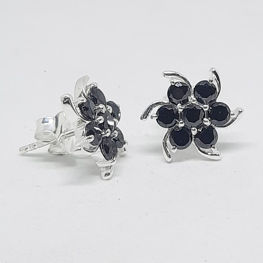 Black Stone Decked Studs in 925 silver