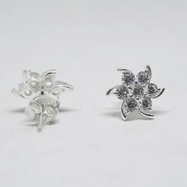 Classic Floral Studs in Sparkling White Stones
