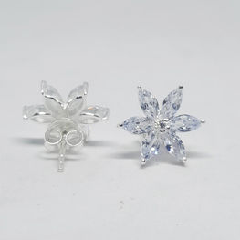 Classic Floral Studs in Sparkling White Stones