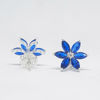 Flower Motif Stud with Blue Stones & 925 Silver