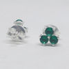 Green Stone Tiny Cluster Studs in Silver