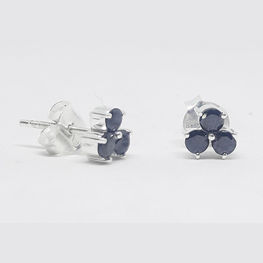 Black Stone Decked Cluster Studs in 925 silver