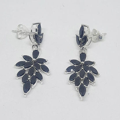 925 Sterling Silver Stylish Danglers Embellished with Black Stones