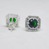 Deep Green Stone Studded Earrings with 925 Silver