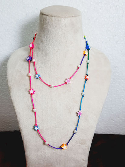 Picture of Super stylish double layer necklace with multi color stars