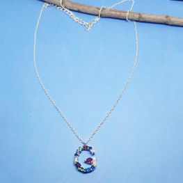 Initial G Necklace with Silver & Colored Stones