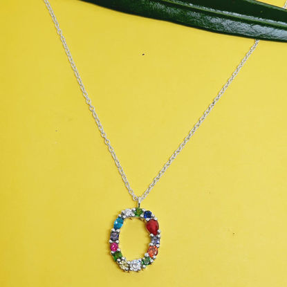 Silver Initial Necklace Letter O