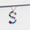 S Letter Necklace with Multi Color Cubic Zirconia