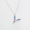 Y Letter Necklace with Multi Color Cubic Zirconia