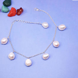 Picture of Baroque Pearl Hanging 925 Silver Anklet