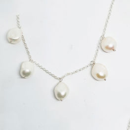 Picture of Baroque Pearl Hanging 925 Silver Anklet