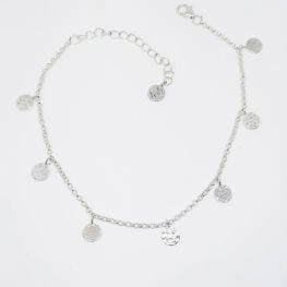 Picture of Sparkling Handmade Anklet with Textured Silver Discs